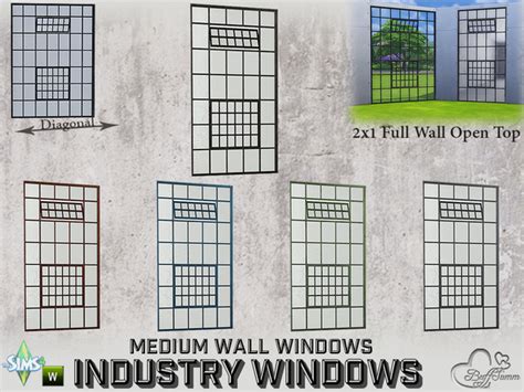 The Sims Resource Industry Windows Medium Wall 2x1 Full Open Top