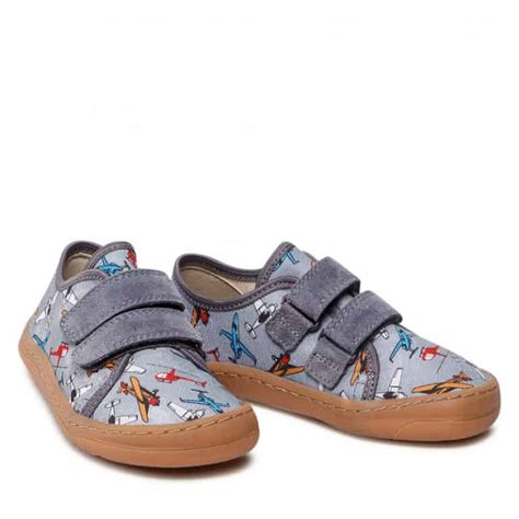 Zapatillas De Lona Gris Aviones Froddo Deditos Barefoot