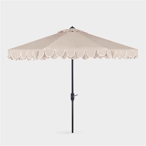 Natural And White Double Scallop 9 Ft Tilting Umbrella V2 Outdoor