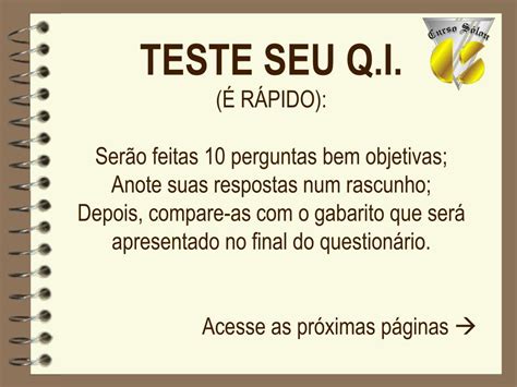 PPT TESTE SEU Q I É RÁPIDO Serão feitas 10 perguntas bem