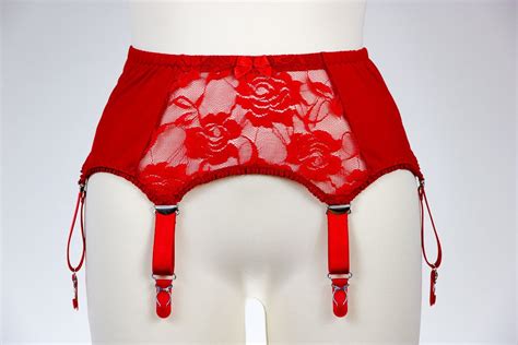 Red Lace Gilda Garter Belt Burlesque Suspender Belt Size