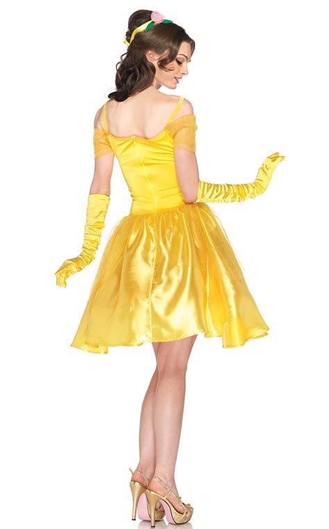 Adult Yellow Princess Belle Off Shoulder Midi Dress Role Play Cosplay Costume N6559