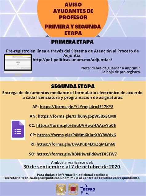 Fcpys Unam On Twitter Depro Informa Ayudantes De Profesor