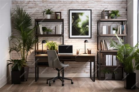 Premium AI Image | Modern minimalist home office with plants