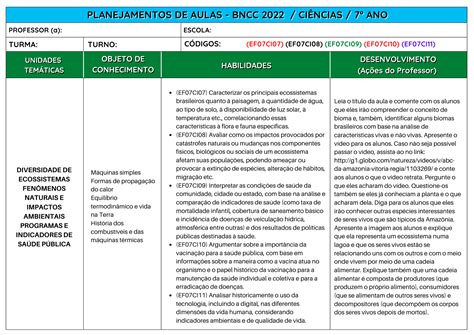 Ciencias Planos De Aulas Para Ensino Fundamental II