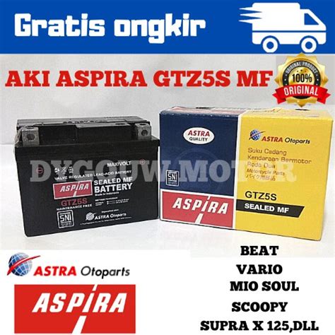 Jual AKI MOTOR KERING GTZ5S ASPIRA OTOPARTS Shopee Indonesia