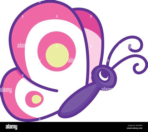 Funny Butterfly Cute Girly Bug Color Drawing Stock Vector Image And Art Alamy