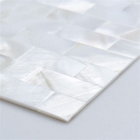 Art3d Rectangle White Seamless 12 In X 12 In Mother Of Pearl Tile EBay