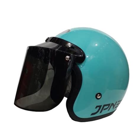 Jual Helm Bogo Retro JPN ARC Sky Blue Biru Tosca Glosy Kaca Datar Hitam