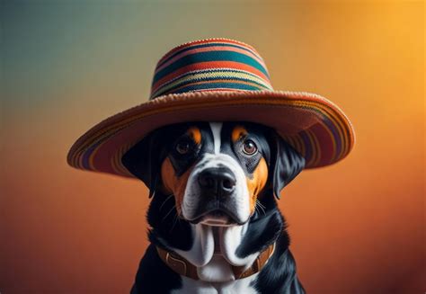 Premium Photo Cute Dog In Sombrero Ai