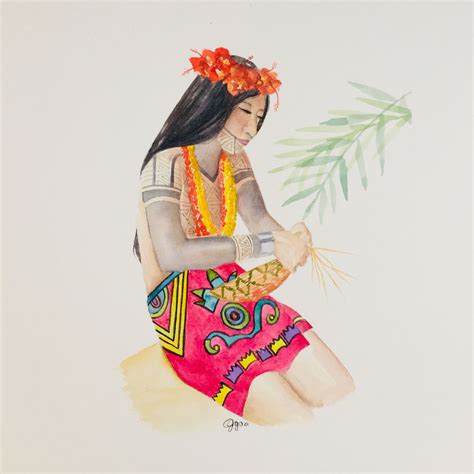 India Emberá Wounaan Panama-Gente Indigena- *Watercolor Art PRINT ...