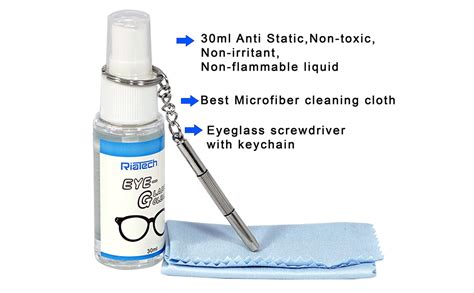 Riatech Optical Eyeglasses Cleaner Spray And Repair Kit With Microfibre Cloth 100 Clear Vision