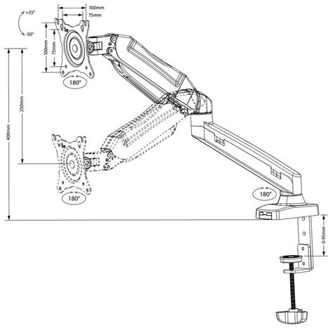 Suport De Birou Reglabil TV Monitor Dubla Articulatie 13 27 Inch