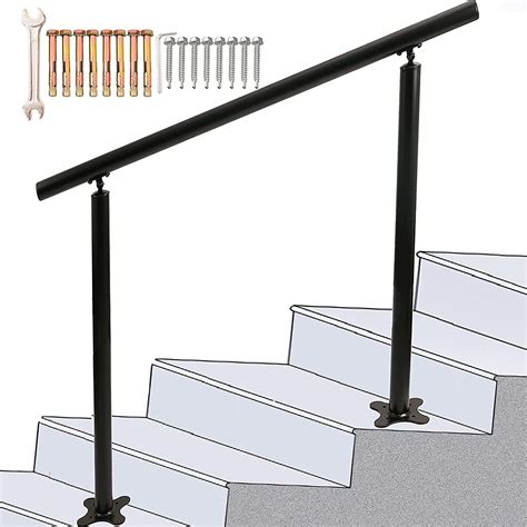 SPACEEUP Handrails For Outdoor Steps 4 Step Handrail Fits 0 To 4 Steps