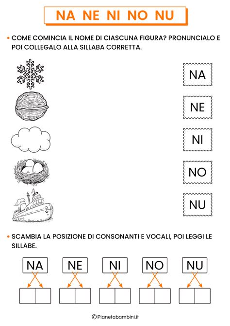 Schede Didattiche Su Na Ne Ni No Nu Pianetabambini It