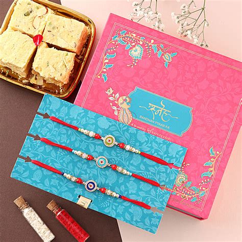 Sneh Spiritual Evil Eye Rakhi Set Haldiram Soan Papdi Usa Gift Sneh