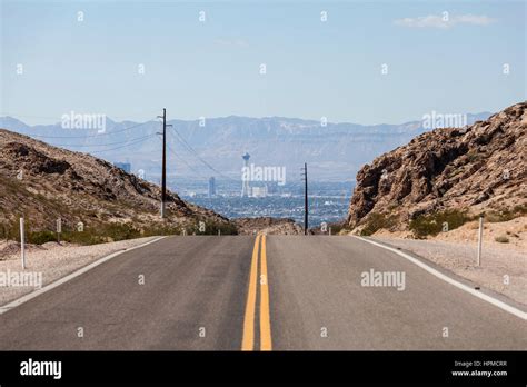 Desert road to the Stratosphere resort and the Las Vegas strip Stock Photo - Alamy