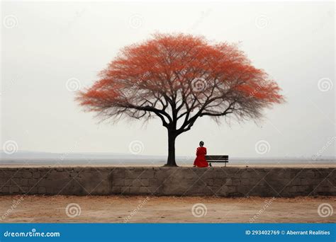 A Person Sitting On A Bench Next To A Tree Stock Illustration