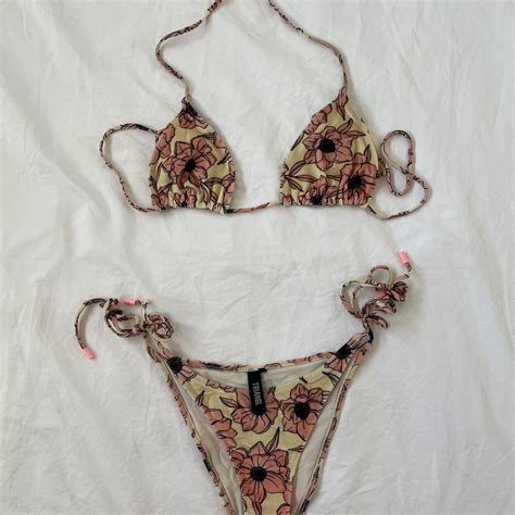 Triangl Bikini Vinca Pink Velvet Floral Bottoms Depop