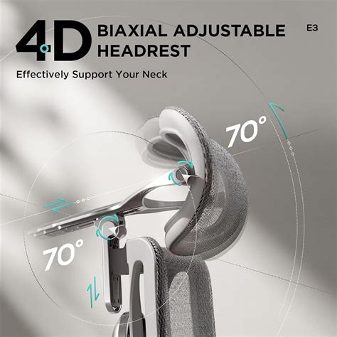 HBADA E3 Ergonomic Chair with Footrest 4D Headrest Support Elegant White