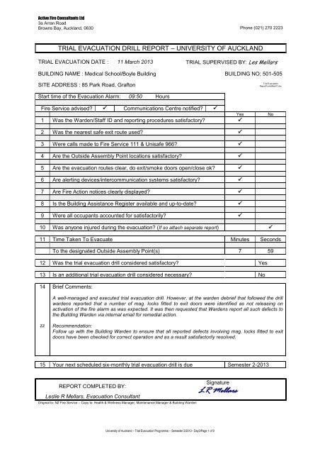 Evacuation Drill Report