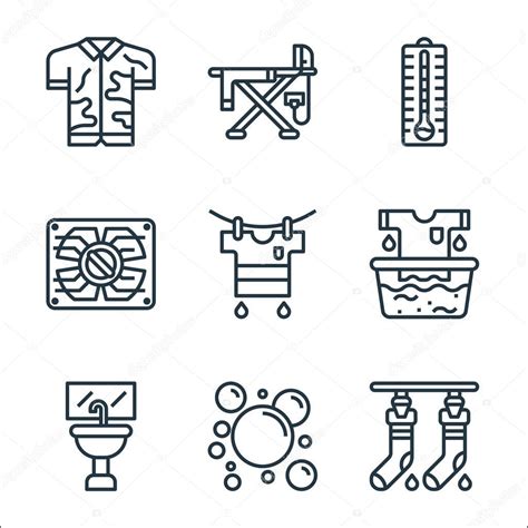 iconos de línea de lavandería Conjunto lineal conjunto de línea de