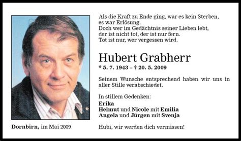 Todesanzeigen Von Hubert Grabherr Todesanzeigen Vorarlberger Nachrichten