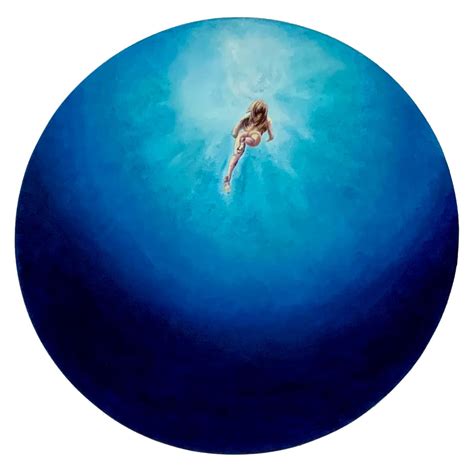 Anastasia Gklava Blue Velvet Bright Blue Tones Circular Sea Water Painting With Nude