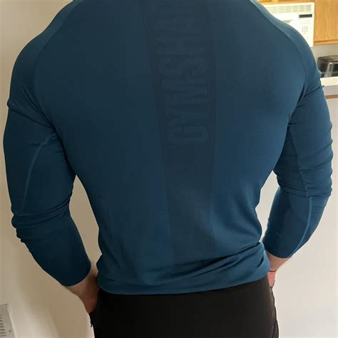 Gymshark Mens Blue And Navy T Shirt Depop