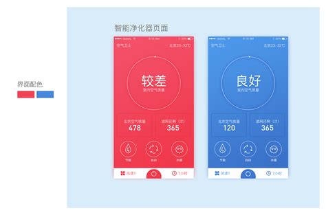 智能空气净化器界面（2019 10）uiapp界面楠木c原创作品 站酷zcool