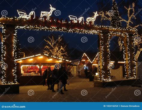 Entrance To The Christmas Market In Oslo Stock Photo Image Of