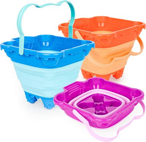 Futureplusx 3pcs Collapsible Sand Bucket Foldable Castle