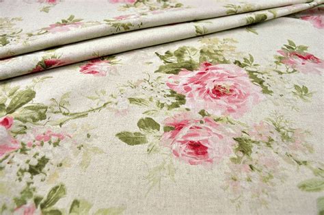 Dekostoff Rose Linen große Rosen