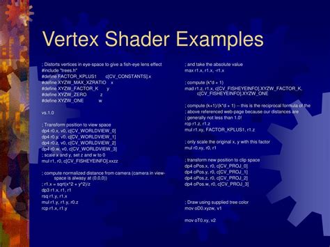 PPT - Vertex and Pixel Shaders: Making the world safe for Computer ...