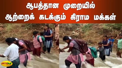 ஆபத்தான முறையில் ஆற்றைக் கடக்கும் கிராம மக்கள் Krishnagiri Flood