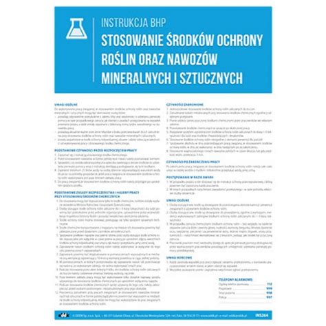 Instrukcja BHP Stosowanie środków ochrony roślin oraz nawozów