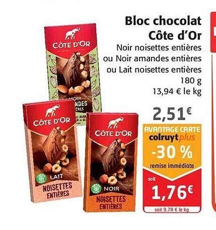 Promo Bloc Chocolat C Te D Or Chez Colruyt Icatalogue Fr