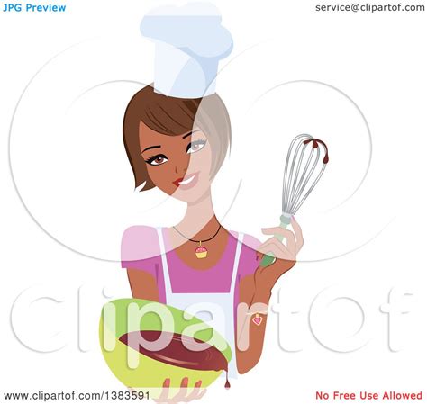 Clipart Of A Pretty Black Baker Woman With A Bob Haircut Holding Up A