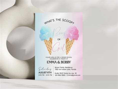 Summer Gender Reveal Invitation What S The Scoop Girl Or Etsy