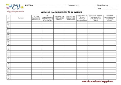 Ficha De Acompanhamento De Leitura