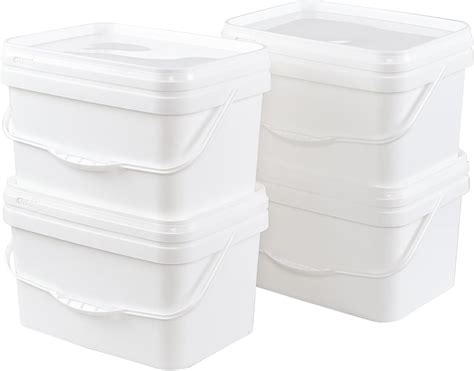 Jekiyo 26 Gallon Food Grade Plastic Bucket With Sealable Lid Small White Rectangle