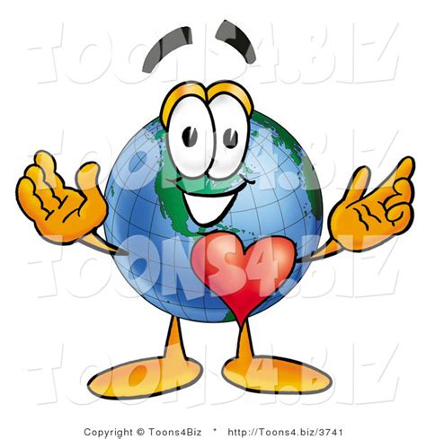 Vector Illustration of a Cartoon Globe Mascot with His Heart Beating ...