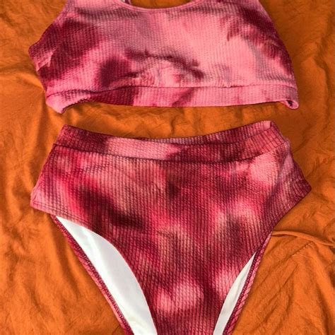 SHEIN Swim Pink Tiedye Bikini Set Poshmark