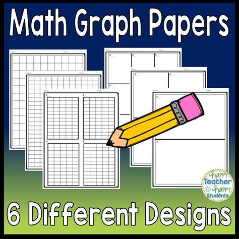 Math Graph Paper Template for Kids 6 Designs Graph Grid Papers Digital ...