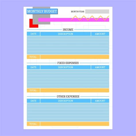 Planificador De Presupuesto Mensual Hecho En Estilo Plano Con Elementos