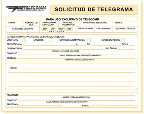 Solicitud De Telegrama