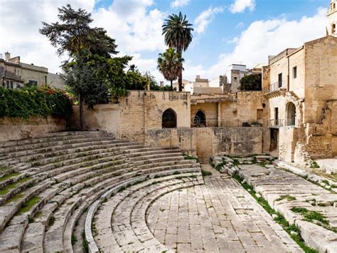 Teatro Romano Di Lecce Roman Theatre Of Lecce In Italy Editorial Image