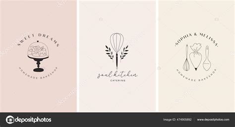 Simple And Elegant Homemade Bakery Logo Collection Hand Drawn Modern