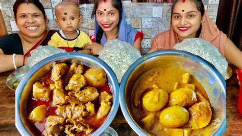 Eating Show Chicken Curry Vegetable Egg Curry Masala Vegetable Fry Saag