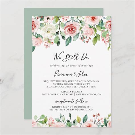 Elegant Dainty Floral We Still Do Vow Renewal Invitation Zazzle